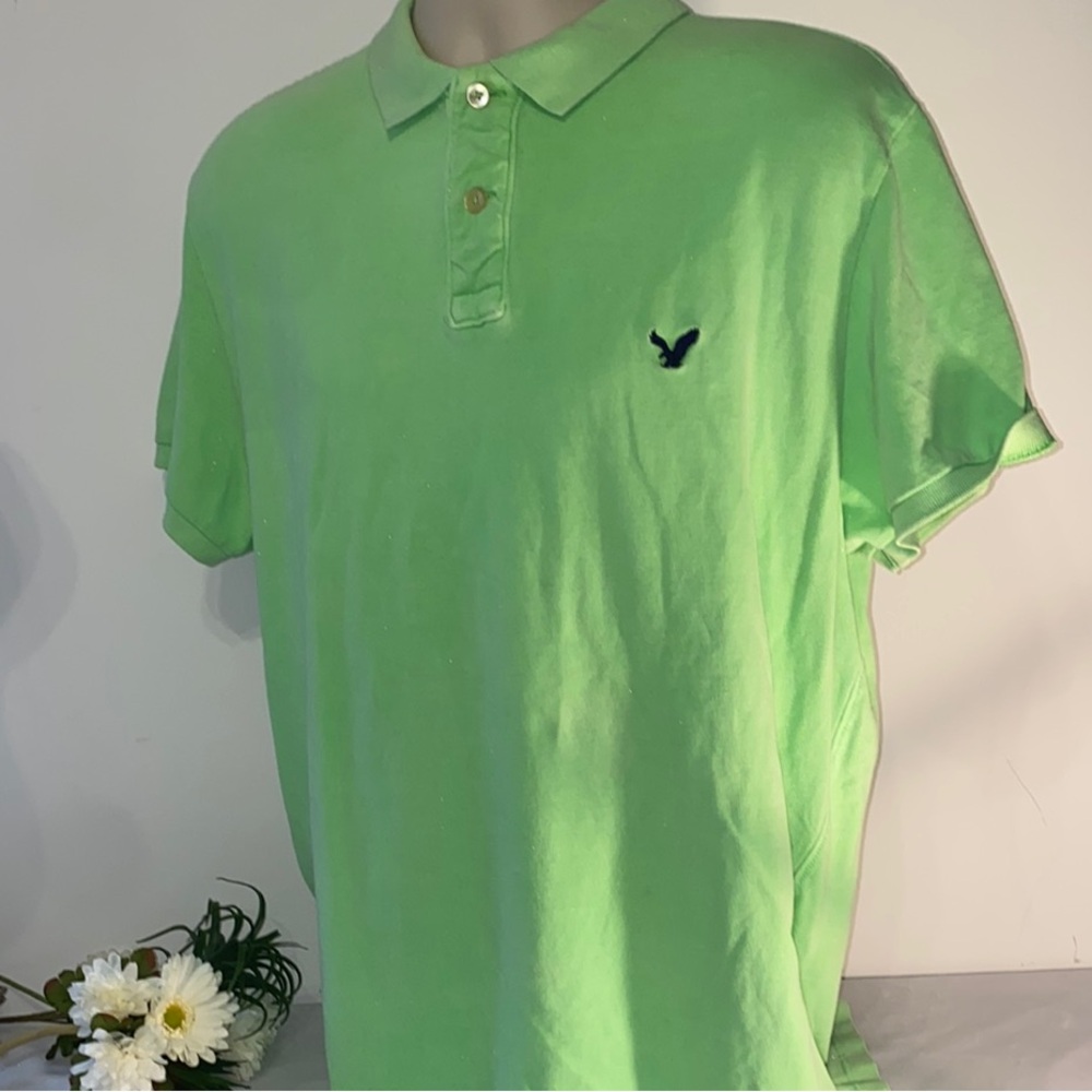 American Eagle Green Polo Shirt Vibrant Casual Style